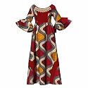 iooiooi Womens African Print Party Maxi Dress Ankara Long Dress &amp; Headwrap