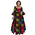 iooiooi Womens African Print Party Maxi Dress Ankara Long Dress &amp; Headwrap
