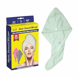 iota hair towel wrap for women  super absorbent microfiber hair drying cap with 500 gsm  quick-dry frizz-free lightweight amp secure fit color- purple