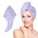 iota Microfiber Women's Hair Wrap Towel - 500 GSM Salon-Quality Bath Towel, Hair Dry Cap, Super Absorbent &amp; Quick-Drying (Purple)