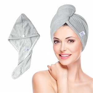 iota hair towel wrap for women  super absorbent microfiber hair drying cap with 500 gsm  quick-dry frizz-free lightweight amp secure fit color- purple