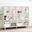 IOTXY Open Cubes Low Bookcase - 3-Tier 11-Cube Short Bookshelf in White