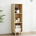 IOTXY Open Cubes Low Bookcase - 3-Tier 3-Cube Short Bookshelf in Oak