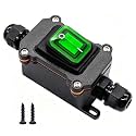 IP67 Waterproof Inline Cord Switch 12V DC 20A DPST 4Pin 2 Position On Off Outdoor Toggle Switch with Green Light Rocker Button,Two-Side Entry & Exit Line