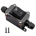 IP67 Waterproof Inline Cord Switch 16A/250V 20A/125V AC DPST 4Pin 2 Position DC 12V On Off Outdoor Toggle Switch with Black Rocker Button,Two-Side Entry & Exit Line
