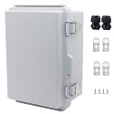 IP67 Waterproof Junction Box, ABS Plastic Electrical Enclosure with Stainless Steel Latch, Hinged Cover Electric Box with Mounting Plate, Wall Brackets &amp; Cable Glands 175x125x95