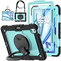 for iPad Air 11 Inch Case M4/ M3/ M2 (2026/2025/2024), Heavy Duty Shockproof iPad 11 Air Case with Rotating Handle &amp; Stand- Shoulder Strap- Screen Protector- Pencil Holder