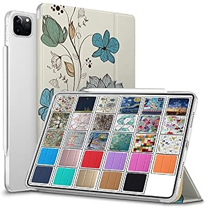 durasafe cases for ipad pro 129 inch 2022 6th 2021 5th 2020 4th generation  pro 129 6 5 4  a2436 a2764 a2437 printed slim lightweight pc dual angle stand clear flip back cover - watercolor flowers