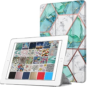 durasafe cases for ipad pro 129 inch 2017 2nd gen  pro 129 2  a1670 a1671 mqef2hna mqed2hna mqee2hna mqdc2hna printed slim lightweight protective pc clear flip back cover - marble green