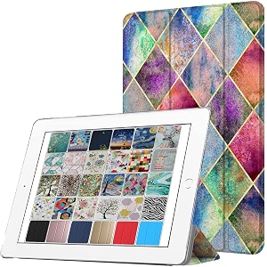 durasafe cases for ipad pro 129 inch 2017 2nd gen  pro 129 2  a1670 a1671 mqef2hna mqed2hna mqee2hna mqdc2hna printed slim lightweight protective pc clear flip back cover - diamond grid