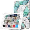 DuraSafe Cases for iPad PRO 12.9 Inch 2017 2nd Gen [ Pro 12.9 2 ] A1670 A1671 MQEF2HN/A MQED2HN/A MQEE2HN/A MQDC2HN/A Printed Slim Lightweight Protective PC Clear Flip Back Cover - Marble Green