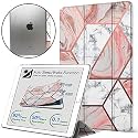 DuraSafe Cases for iPad PRO 12.9 Inch 2017 2nd Generation [ Pro 12.9 2 ] A1670 A1671 Printed Slim Lightweight Protective PC Dual Angle Stand Clear Flip Back Cover - Marble Pink