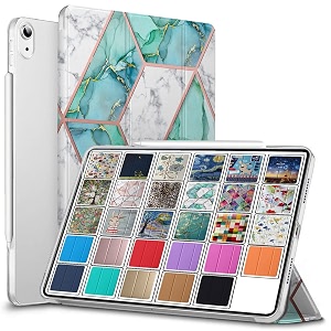 durasafe cases for ipad pro 129 inch 2018 3rd gen  pro 129 3  a1876 a2014 mthn2hna mthu2hna printed slim lightweight protective pc dual angle stand clear flip back cover - marble green