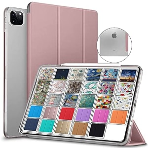 durasafe cases for ipad pro 129 inch 2021 5th 2020 4th generation  pro 129 5 4  a2378 a2461 a2379 mhnr3hna mhnt3hna slim lightweight protective pc dual angle stand cover - rose gold
