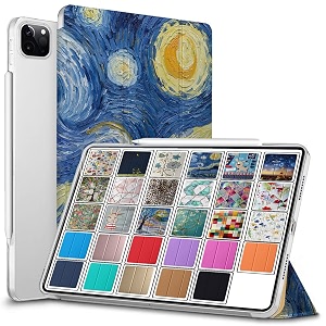 durasafe cases for ipad pro 129 inch 2021 5th 2020 4th gen  pro 129 5 4  a2378 a2461 a2379 mhnr3hna mhnt3hna printed slim protective pc dual angle stand clear flip back cover - starry night