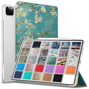 durasafe cases for ipad pro 129 inch 2021 5th 2020 4th generation  pro 129 5 4  a2378 a2461 a2379 mhnr3hna mhnt3hna printed slim lightweight pc dual angle stand clear flip back cover - blossom