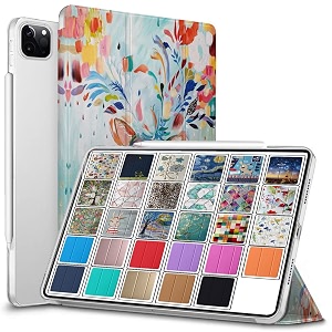 durasafe cases for ipad pro 129 inch 2021 5th 2020 4th generation  pro 129 5 4  a2378 a2461 mhnr3hna mhnt3hna printed slim lightweight pc dual angle stand clear flip back cover - deer print