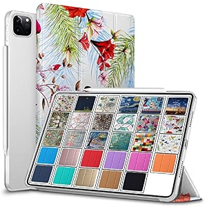 durasafe cases for ipad pro 129 inch 2021 5th 2020 4th gen  pro 129 5 4  a2378 a2461 a2379 mhnr3hna mhnt3hna printed slim lightweight pc dual angle stand clear flip back cover - birds amp flowers
