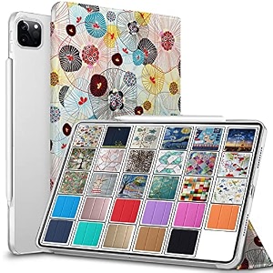 durasafe cases for ipad pro 129 inch 2021 5th 2020 4th generation  pro 129 5 4  a2378 a2461 a2379 printed slim lightweight protective pc dual angle stand clear flip back cover - yarn flowers