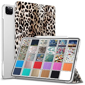 durasafe cases for ipad pro 129 inch 2021 5th 2020 4th generation  pro 129 5 4  a2378 a2461 a2379 mhnr3hna mhnt3hna printed slim lightweight pc dual angle stand clear flip back cover - leopard