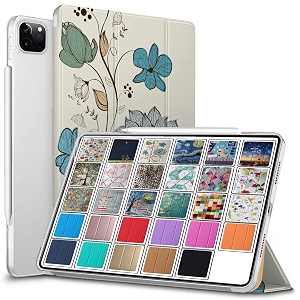 durasafe cases for ipad pro 129 inch 2021 5th 2020 4th gen  pro 129 5 4  a2378 a2461 a2379 mhnr3hna mhnt3hna printed slim lightweight protective pc clear flip back cover - watercolor flowers