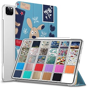 durasafe cases for ipad pro 129 inch 2021 5th 2020 4th gen  pro 129 5 4  a2378 a2461 a2379 mhnr3hna mhnt3hna printed slim protective pc dual angle stand clear flip back cover - puppy friend