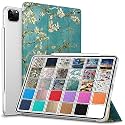 DuraSafe Cases for iPad PRO 12.9 Inch 2021 5th 2020 4th Generation [ Pro 12.9 5 4 ] A2378 A2461 A2379 MHNR3HN/A MHNT3HN/A Printed Slim Lightweight PC Dual Angle Stand Clear Flip Back Cover - Blossom