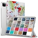DuraSafe Cases for iPad PRO 12.9 Inch 2021 5th 2020 4th Gen [ Pro 12.9 5 4 ] A2378 A2461 A2379 MHNR3HN/A MHNT3HN/A Printed Slim Lightweight PC Dual Angle Stand Clear Flip Back Cover - Birds &amp; Flowers