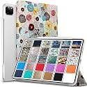 DuraSafe Cases for iPad PRO 12.9 Inch 2021 5th 2020 4th Generation [ Pro 12.9 5 4 ] A2378 A2461 A2379 Printed Slim Lightweight Protective PC Dual Angle Stand Clear Flip Back Cover - Yarn Flowers