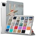 DuraSafe Cases for iPad PRO 12.9 Inch 2021 5th 2020 4th Generation [ Pro 12.9 5 4 ] A2378 A2461 MHNR3HN/A MHNT3HN/A Printed Slim Lightweight PC Dual Angle Stand Clear Flip Back Cover - Bunny Hat