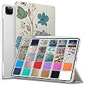 DuraSafe Cases for iPad PRO 12.9 Inch 2021 5th 2020 4th Gen [ Pro 12.9 5 4 ] A2378 A2461 A2379 MHNR3HN/A MHNT3HN/A Printed Slim Lightweight Protective PC Clear Flip Back Cover - Watercolor Flowers