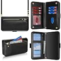 for iPhone 11 Wallet Case for Women,for iPhone 11 Case with Strap Crossbody Lanyard,PU Leather Shockproof Card Holder Stand Zipper Pocket Flip Phone Case-Black