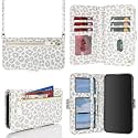 for iPhone 11 Wallet Case for Women,for iPhone 11 Case with Strap Crossbody Lanyard,PU Leather Shockproof Card Holder Stand Zipper Pocket Flip Phone Case-White Leopard