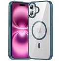 Temdan Designed for iPhone 16 Plus Case,Compatible with Magsafe, Anti-Yellowing, Military-Grade Protection, Shockproof Slim Magnetic Phone Case Cover, Clear Blue