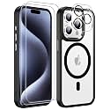 Temdan for iPhone 15 Pro Case Clear, Compatible with Magsafe, Anti-Yellowing, Military-Grade Protection, Shockproof Slim Magnetic Phone Case Cover, Clear Black