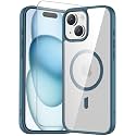 Temdan for iPhone 14 Plus & iPhone 15 Plus Case Clear with Screen Protector, Compatible with Magsafe, Anti-Yellowing, Military-Grade Protection, Shockproof Slim Magnetic Phone Case Cover, Clear Blue