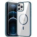 Temdan for iPhone 12 &amp; iPhone 12 pro Case Clear with Screen Protector, Compatible with Magsafe, Anti-Yellowing, Military-Grade Protection, Shockproof Slim Magnetic Phone Case Cover, Clear Blue