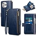 for iPhone 14 Pro Max Wallet Case with Card Holder,Dark Blue