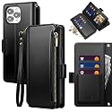 for iPhone 14 Pro Max Wallet Case with Card Holder,Black