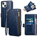 for iPhone 14 Wallet Case with Card Holder,Dark Blue