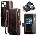 for iPhone 14 Wallet Case with Card Holder,Coffee