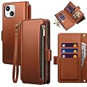 for iPhone 14 Wallet Case with Card Holder,Light Brown