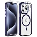 Temdan for iPhone 15 Pro Case with Screen Protector Clear Purple