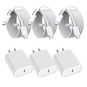 iPhone 17 16 15 Charger Fast Charging,3Pack 20W Fast Charging USB C Charger