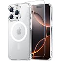 Temdan for iPhone 16 Pro Max Case with Screen Protector Clear