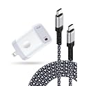 45W Nintendo Switch Charger AC Adapter with 6FT 60W USB C Braided Cable for Nintendo Switch/OLED/Lite/Steam Deck, TV Mode Docking Station, Fast Travel Wall Plug for iPhone 17e 17 Pro 16 iPad Air/Pro