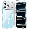 Temdan for iPhone 17 Pro Max Case Clear Blue with Screen Protector, Compatible with Magsafe, Anti-Yellowing, Military-Grade Protection, Shockproof Slim Magnetic Phone Case Cover, Blue