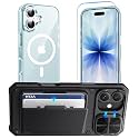 Temdan Flip Case for iPhone 17 Case Clear with Screen Protector, Wallet Case with Card Holder, Military-Grade Protection, Credit Slots Kickstand, Shockproof Slim Magnetic Phone Case Cover, Blue