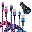 iPhone Car Charger, Dual USB Car Charger with Lightning Cables, 2Port USB Lighter Adapter Cargador Carro Fast Charging Long Braided Cords Wire for iPhone 14 13 12 Pro Max/SE/11 Pro/XS/XR/8 Plus/7/6s