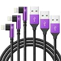 iPhone Charger Cable 6ft, 3 Pack Lightning Cable, 90 Degree Nylon Braided